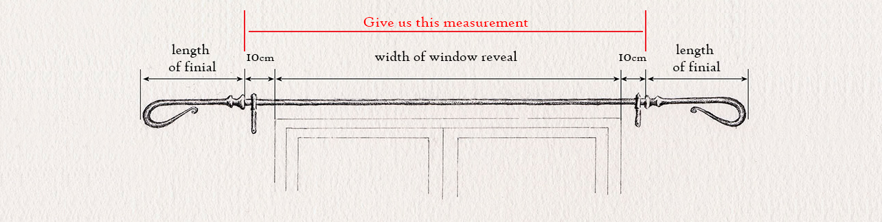 wrought iron curtain pole measuring guide for straight curtain pole by Nigel Tyas ironwork
