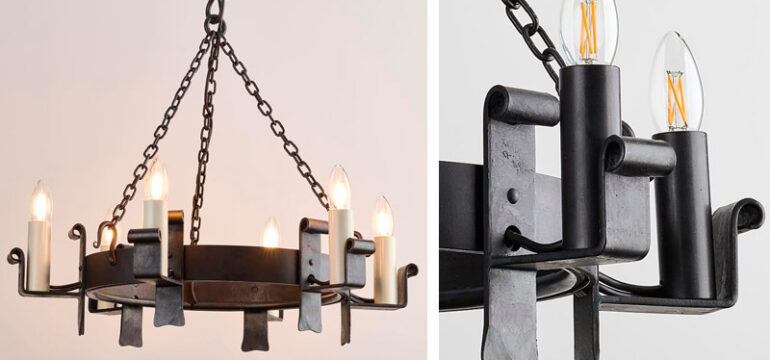 Midhope 6-light wrought iron chandelier
