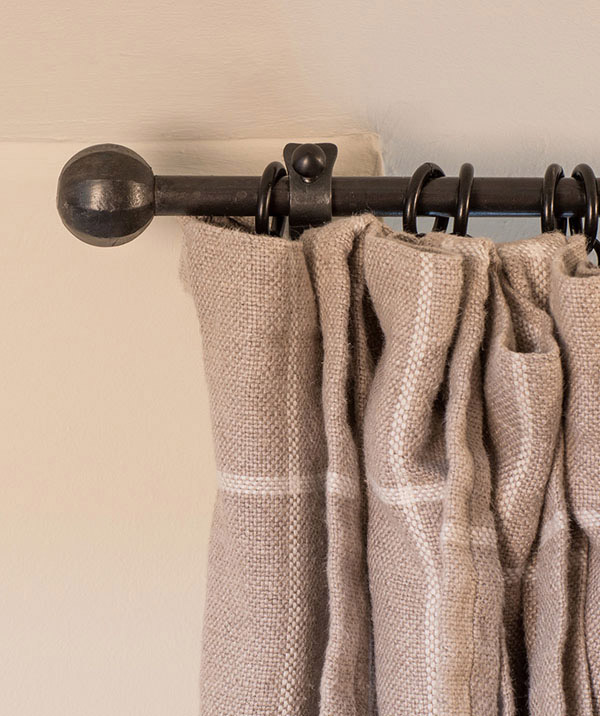 12mm solid cottage pole - forged ball finials - made to measure