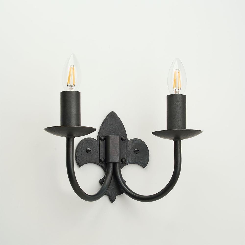 Fleur de Lys double - wrought iron wall light