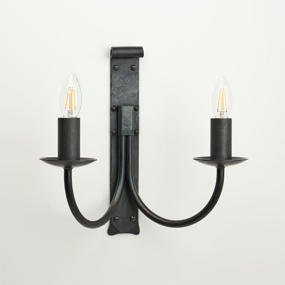 Swaine large double - wrought iron wall light