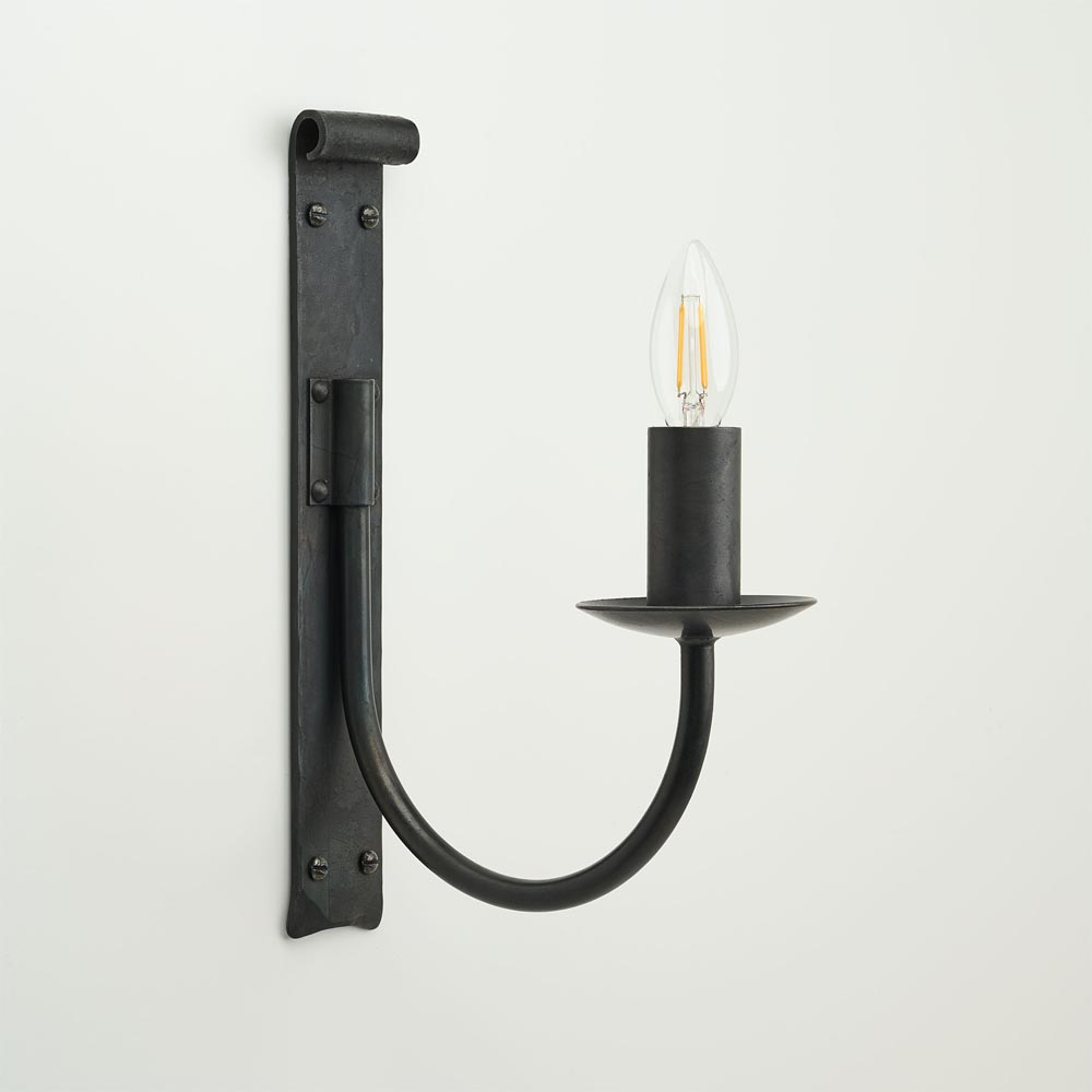 Swaine large single - wrought iron wall light