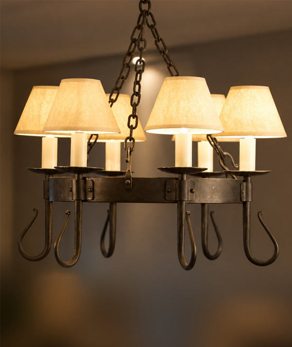 Shepherd's Crook 6-light - wrought iron chandelier