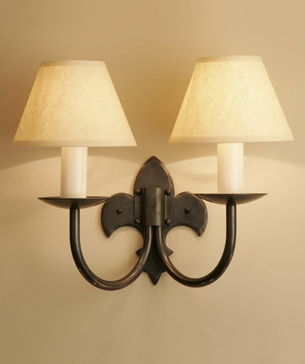 Fleur de Lys double - wrought iron wall light
