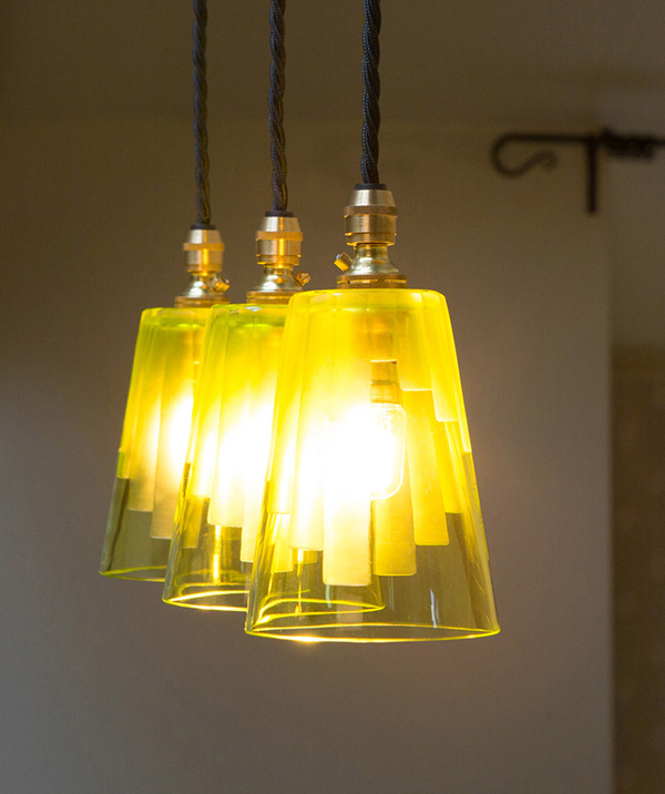 Cobcar three-light - cut glass pendant ceiling light