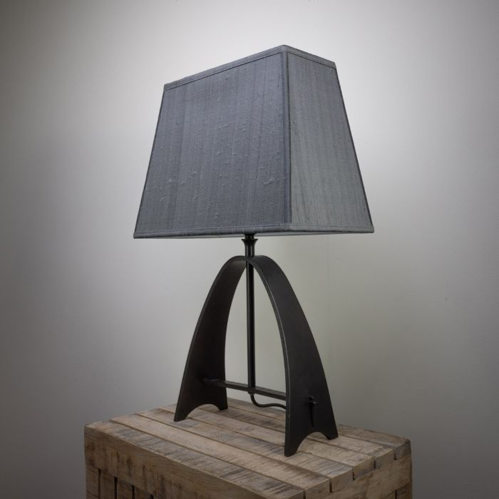 Whitby Wrought Iron Table Lamp, Table Lamps With Black Square Shades