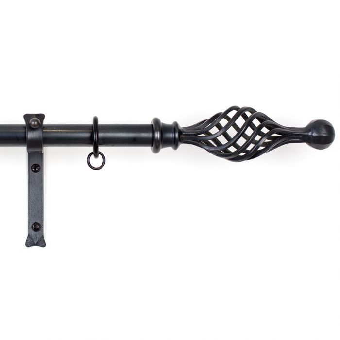 Spiral Wrought Iron Curtain Pole Finial, Spiral Curtain Pole Ends