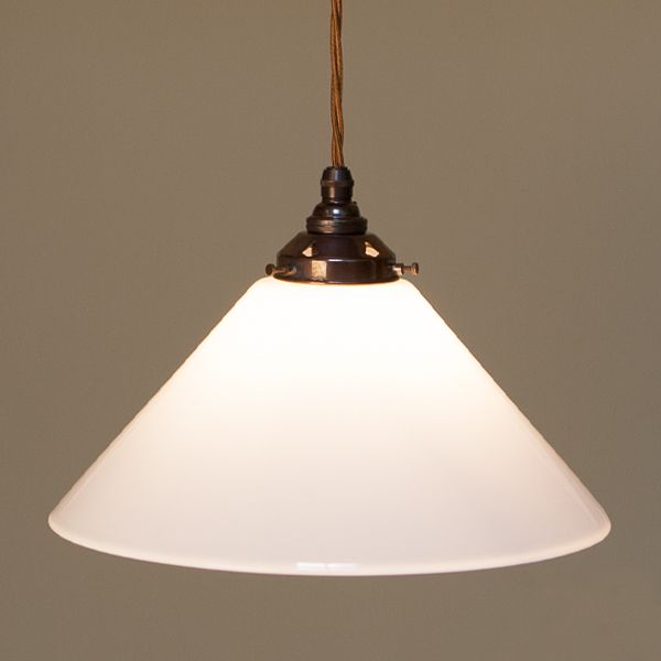 Holmfirth Pendant Light With Large Opalescent Coolie Cord - Large White Ceiling Shade Uk