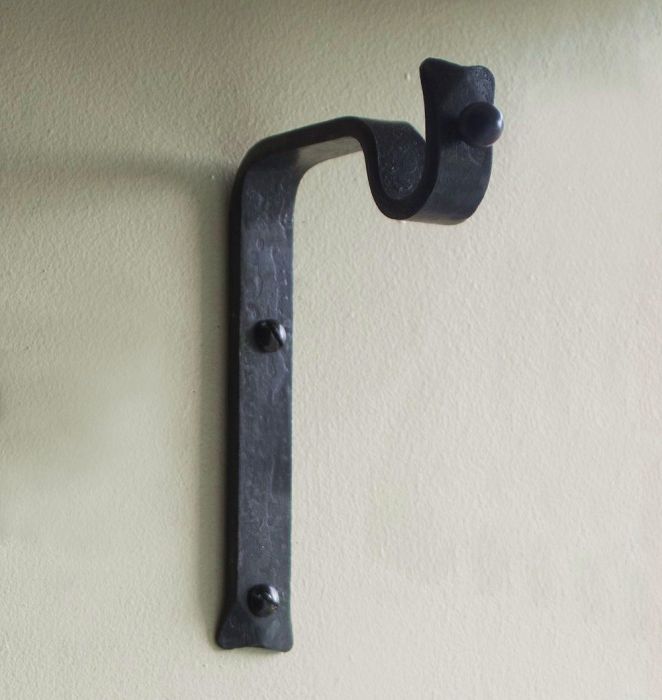 Vertical Wrought Iron Curtain Pole, Pole Brackets For Curtains