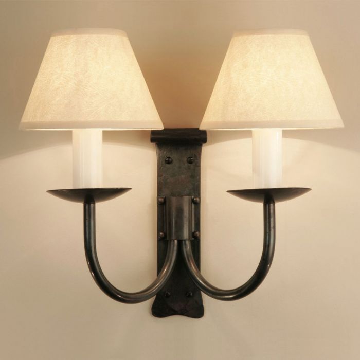 Swaine Double Wrought Iron Wall Light Lighting - Iron Wall Sconce With Shade