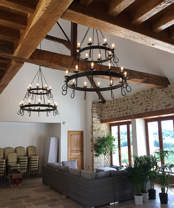 20 light Shepherd's Crook in a barn conversion