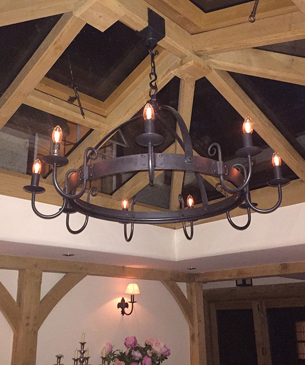 9 light Mitre chandelier in an Oxfordshire home