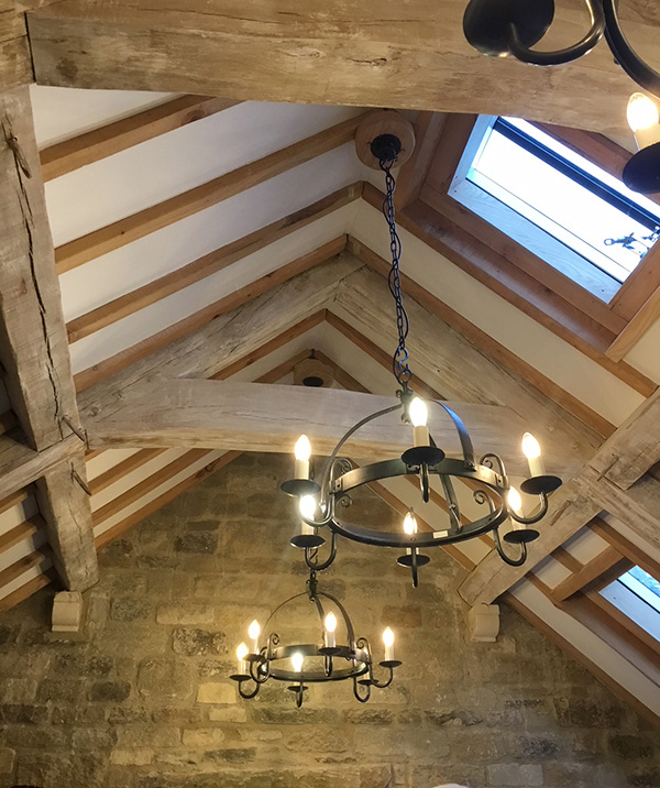 Mitre chandeliers were chosen for this Cotswold home