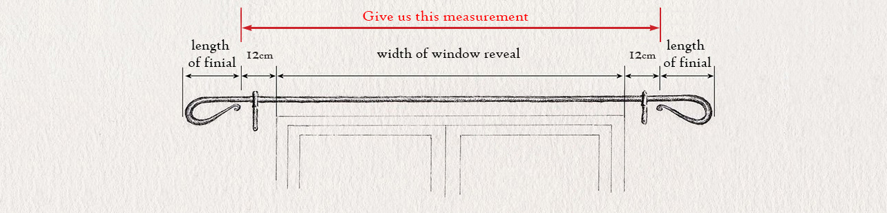 wrought iron curtain pole measuring guide for straight curtain pole by Nigel Tyas ironwork