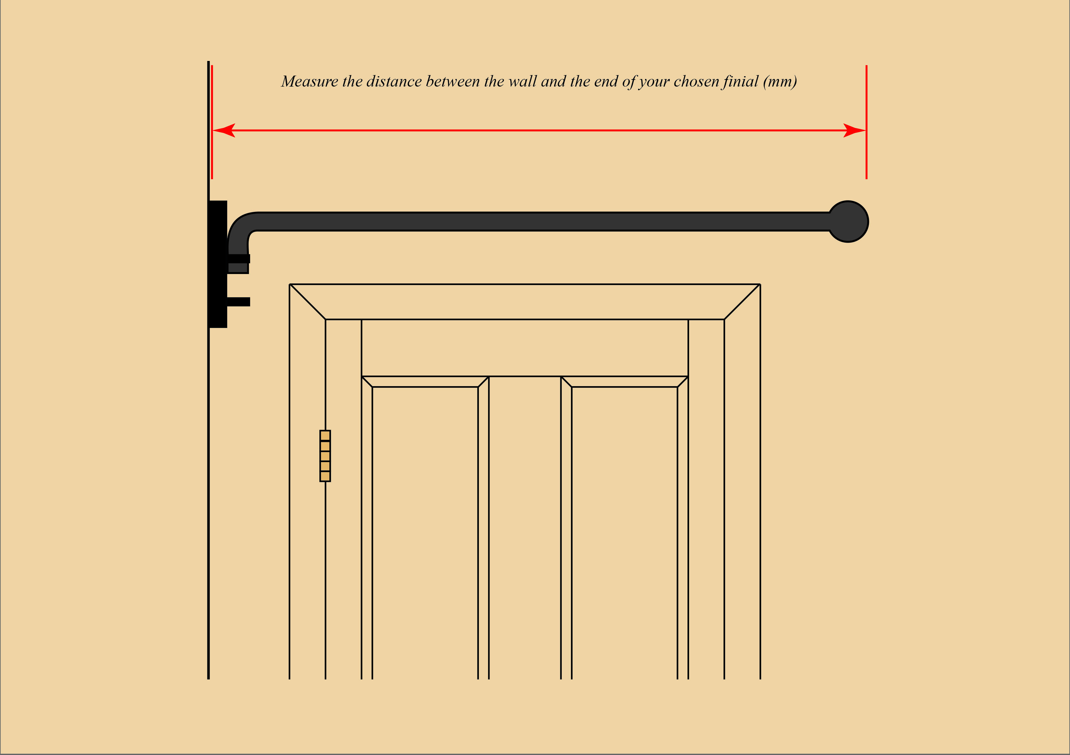 portiere measuring guide for adjacent wall fitting by Nigel Tyas ironwork