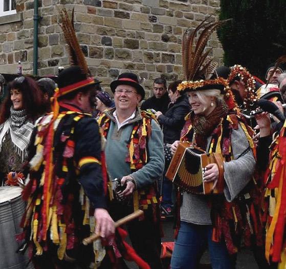 Musicians, Nigel & Elizabeth, with the Wath upon Dearne Morris Men last Boxing day