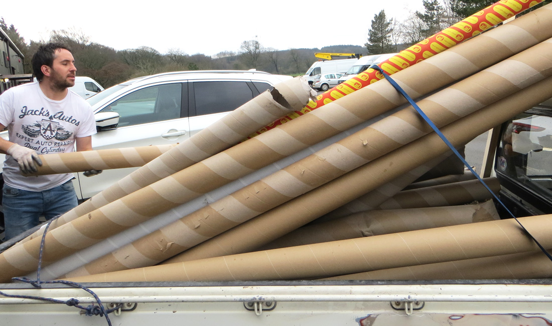 cardboard carpet tube delivery at Bullhouse Mill