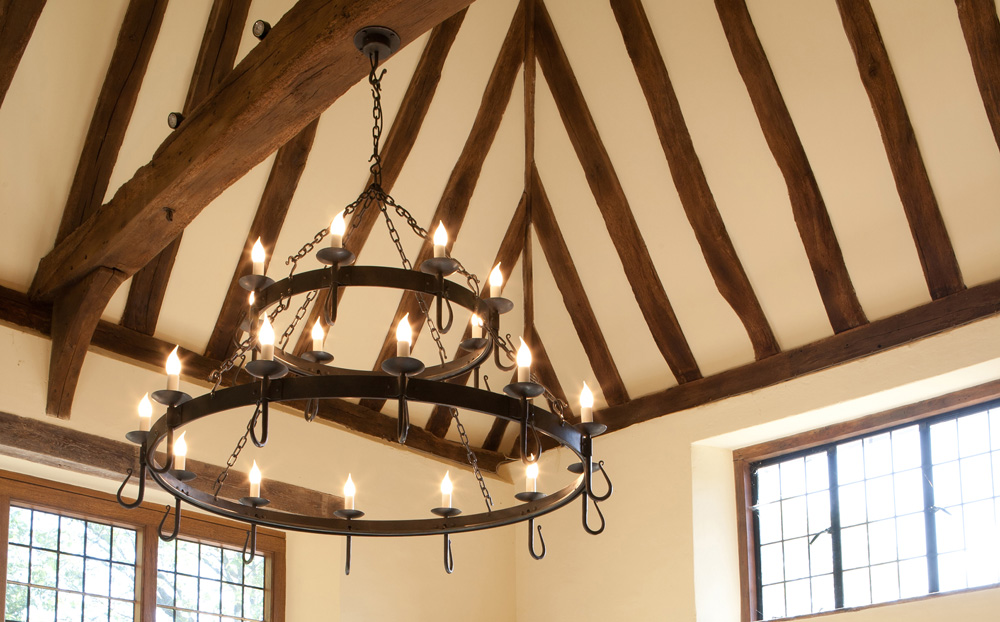 shepherd's crook wrought iron chandelier