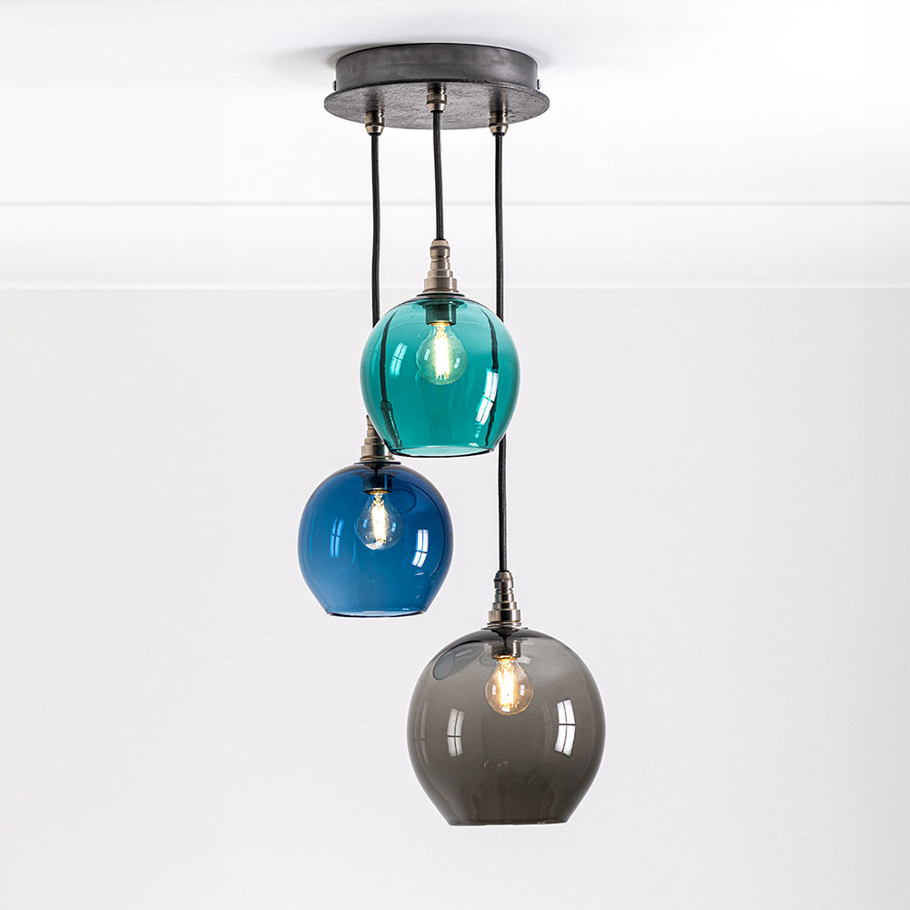 The Hathersage 3-light Forged Steel & Glass Pendant Light