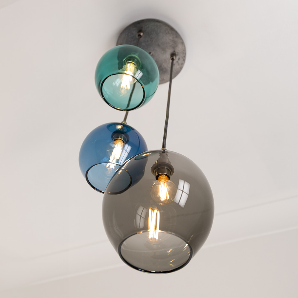 The Hathersage 3-light Forged Steel & Glass Pendant Light