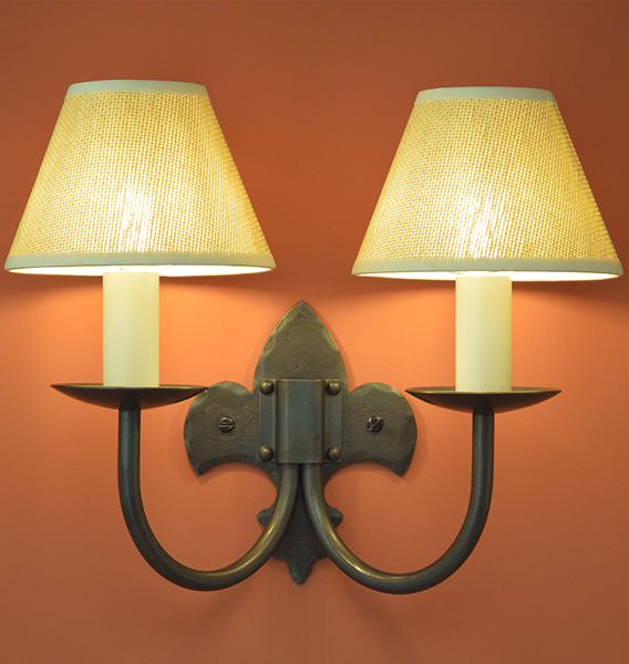Fleur De Lys Double Wrought Iron Wall Light