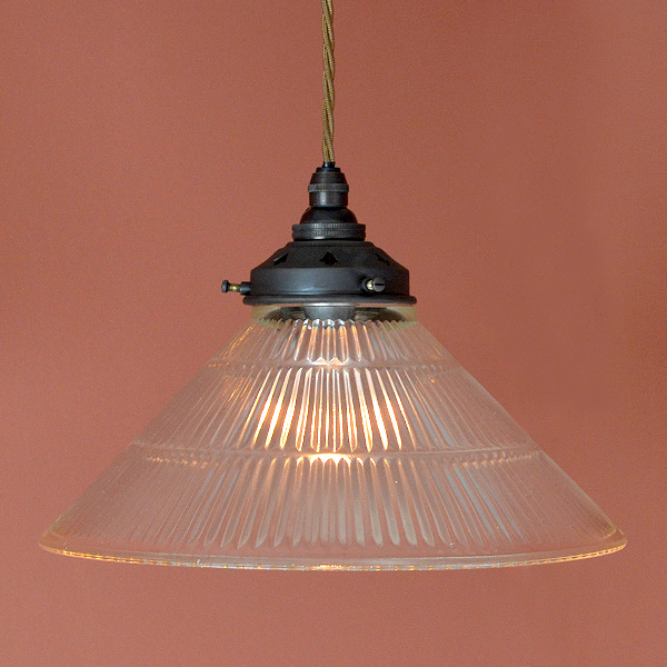 Holmfirth Pendant Light With Prismatic Coolie Cord Holmfirth Pendant Light With Clear Prismatic Coolie Shade And Antique Gold Cable