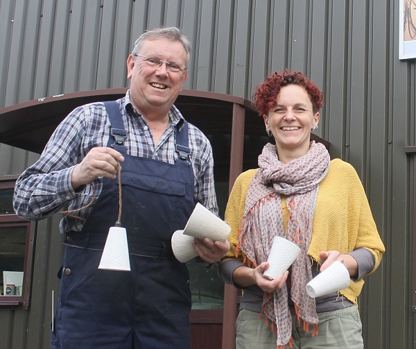 Nigel Tyas and Sarah Jones-Morris with their new lampshades